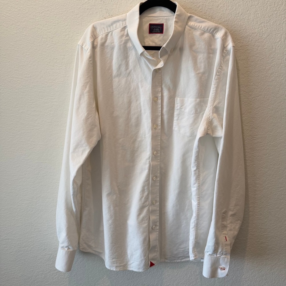 UNTUCKit Mens XL Tall Regular White Cotton Long Sleeve Button Down Shirt